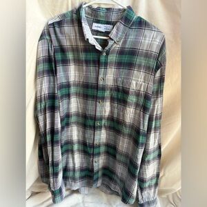 Old Navy Green and Gray Plaid Men's Flannel Shirt